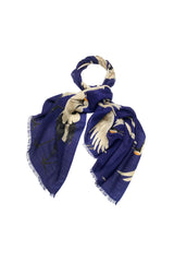 One Hundred Stars Stork Royal Blue Wool Scarf