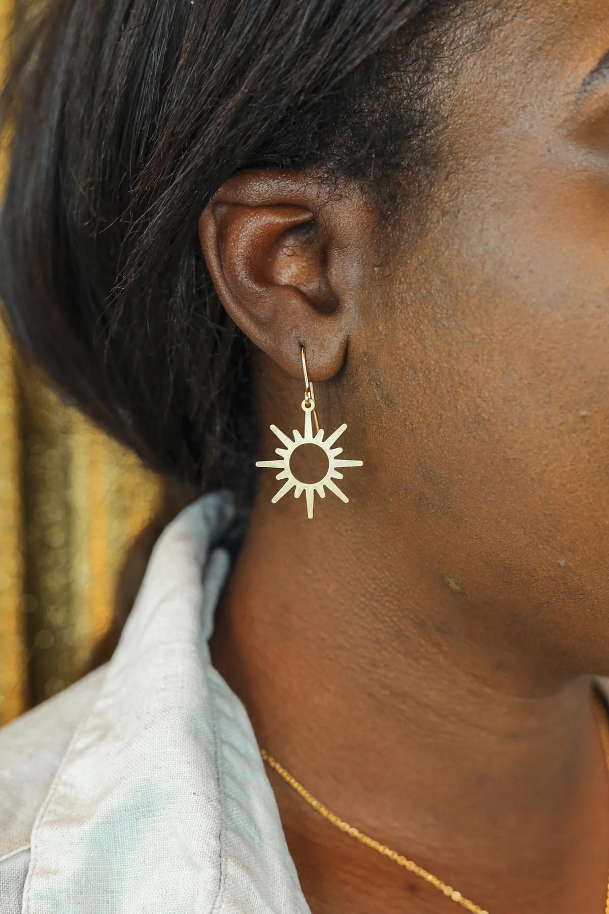 Pivot Sunburst Asymmetrical Hook Earrings