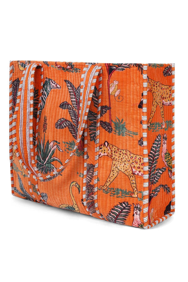 Conscious Yoga Collective The Ultimate Velvet Jungle Tote In Orange