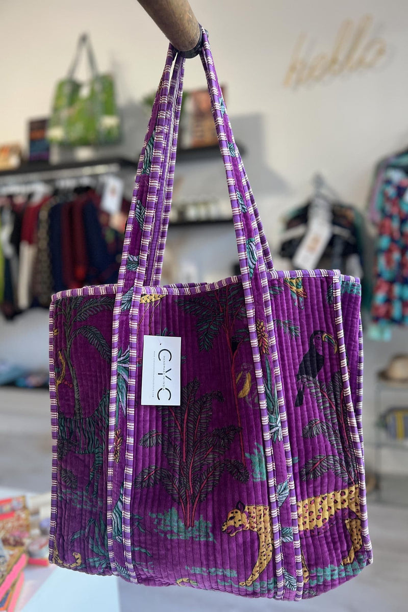 Conscious Yoga Collective The Ultimate Velvet Jungle Tote In Purple