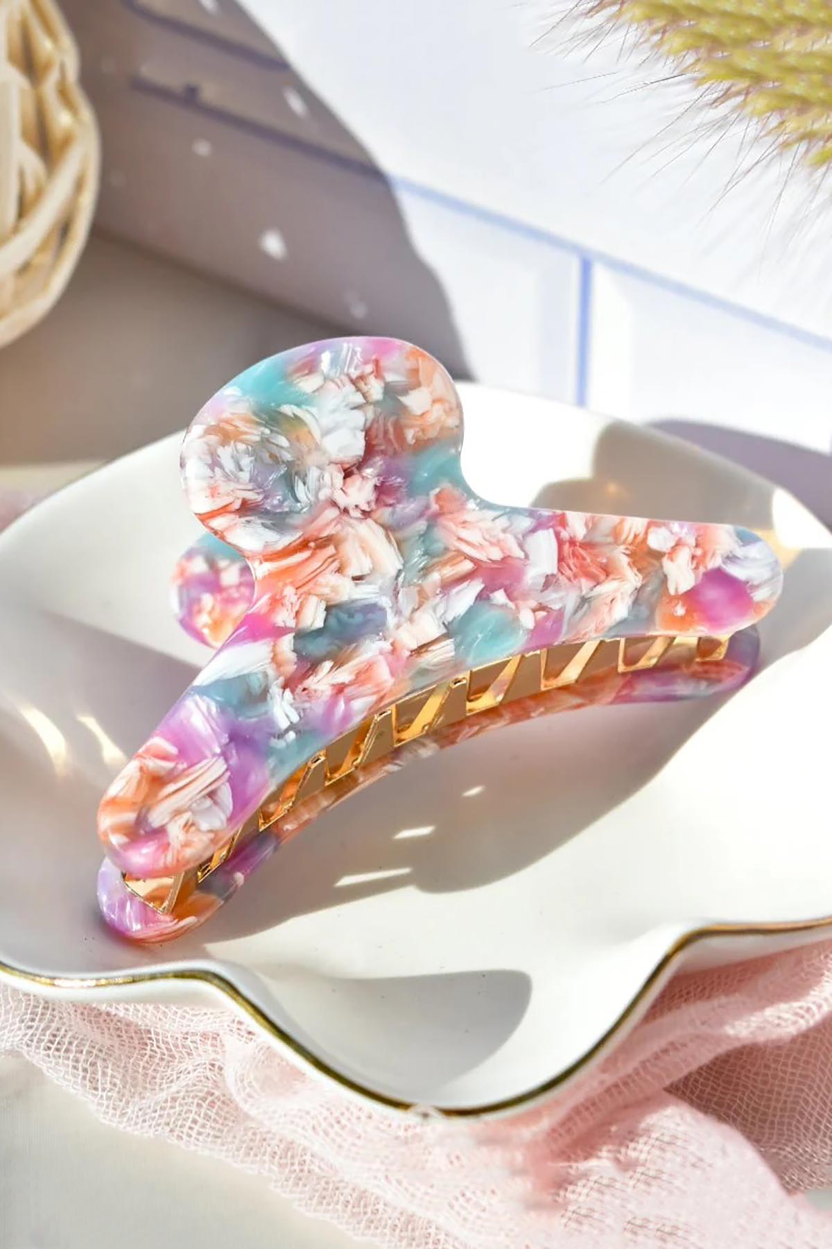 Fenna And Fei Tickled Pink Large French Claw Clip
