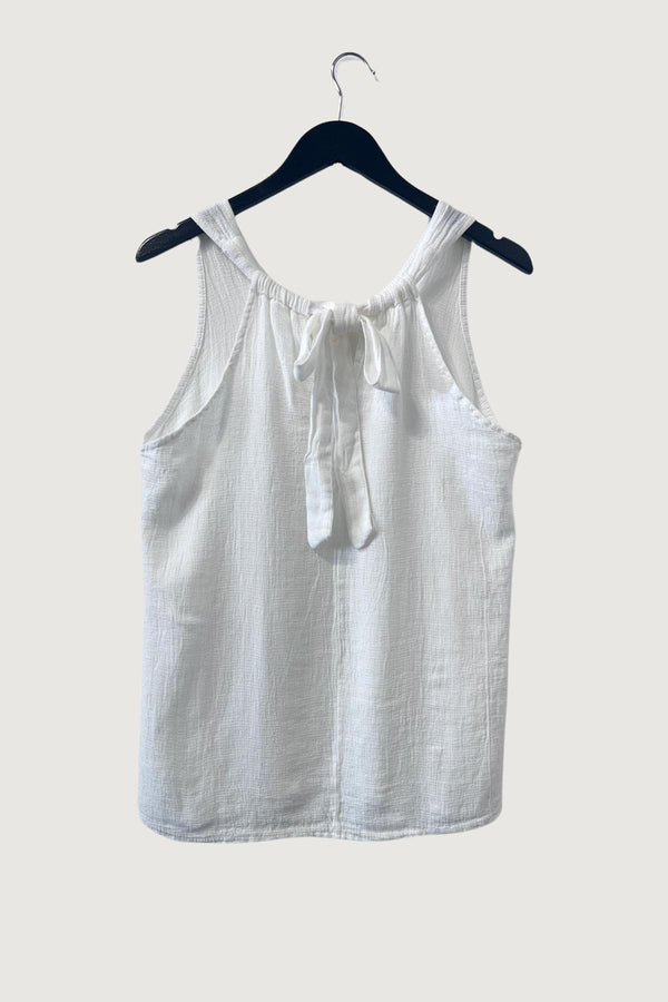 Mia Strada London Tie Back Cotton And Linen Vest In White