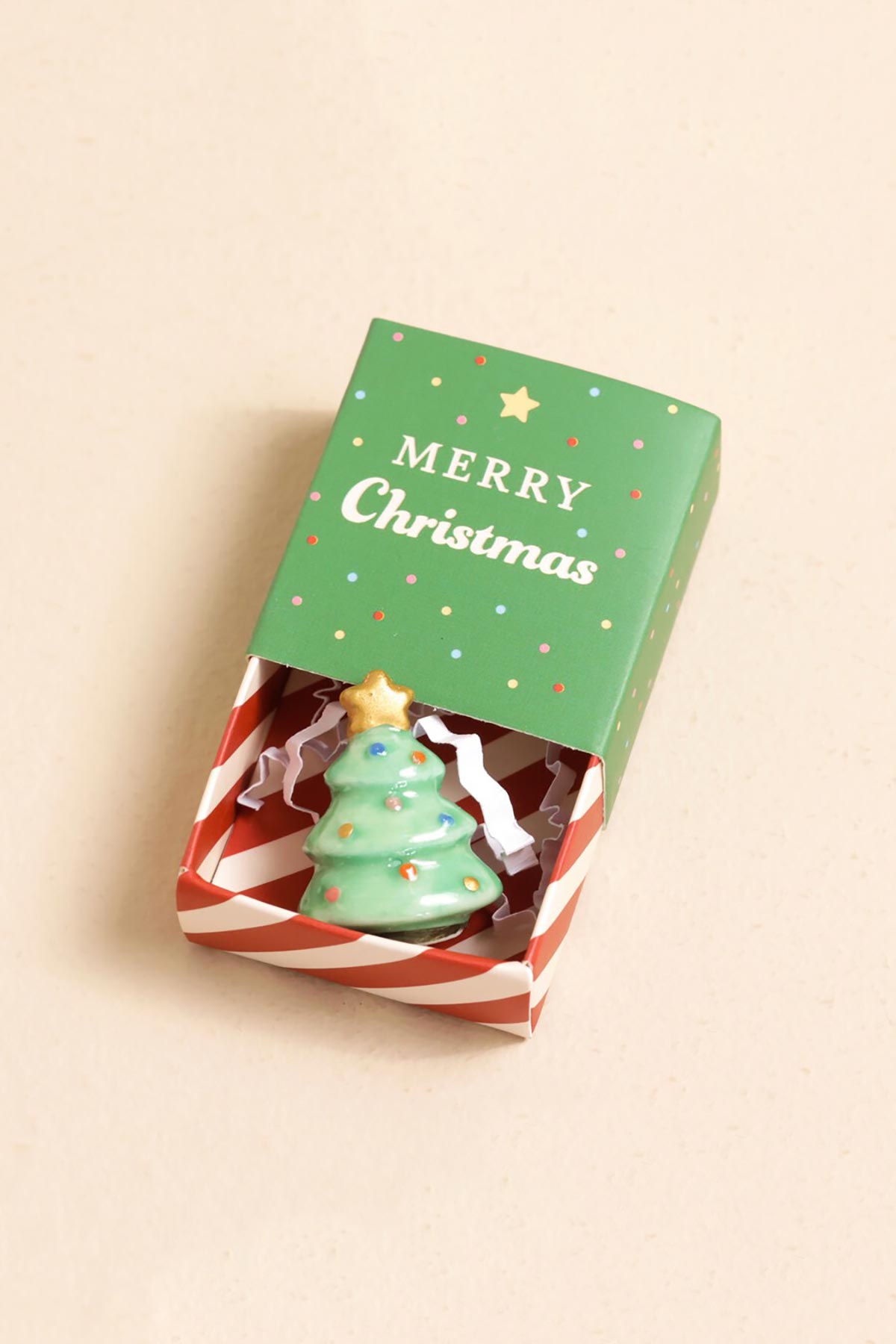 Lisa Angel Tiny Matchbox Ceramic Christmas Tree Token