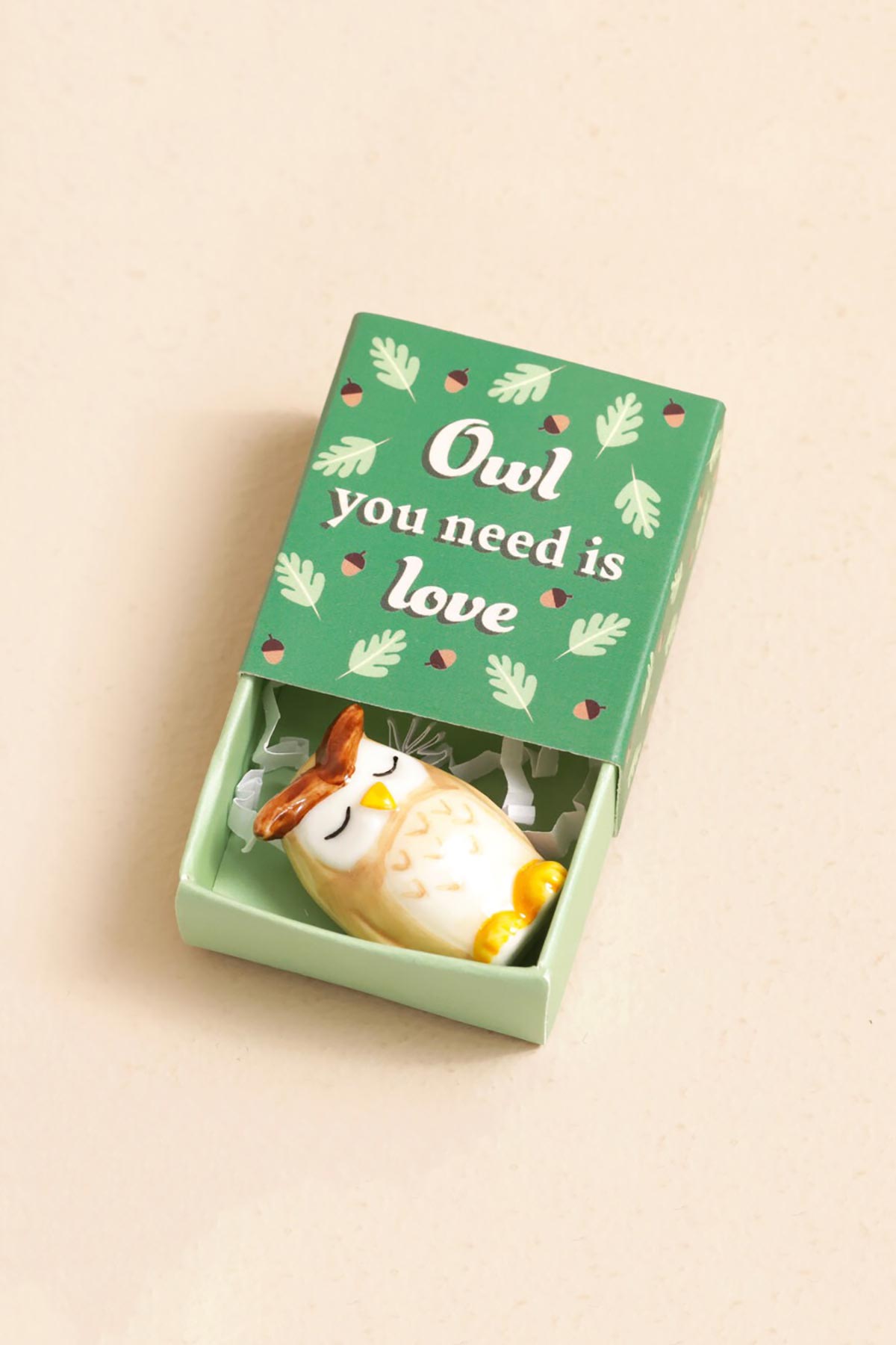 Lisa Angel Tiny Matchbox Ceramic Owl Token