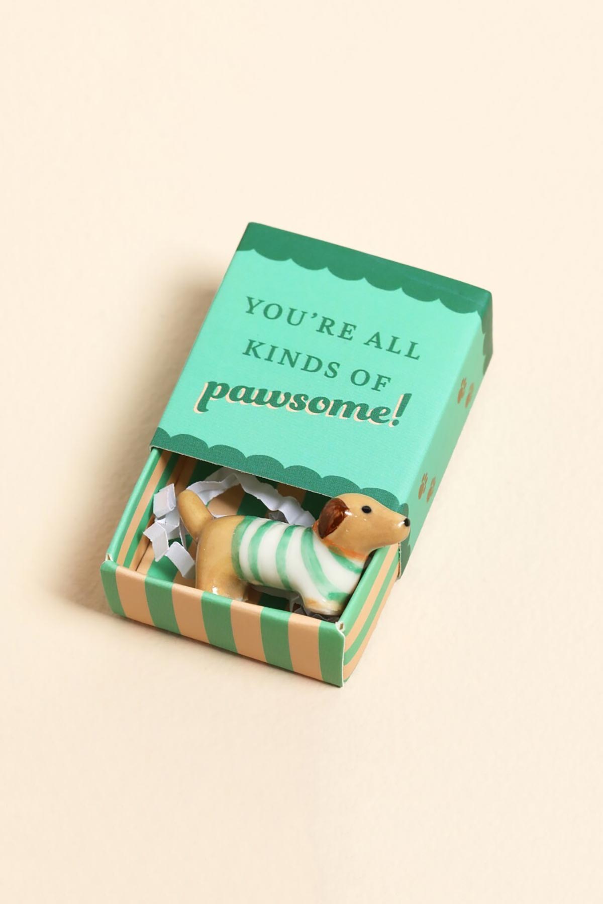 Lisa Angel Tiny Matchbox Ceramic Sausage Dog Token