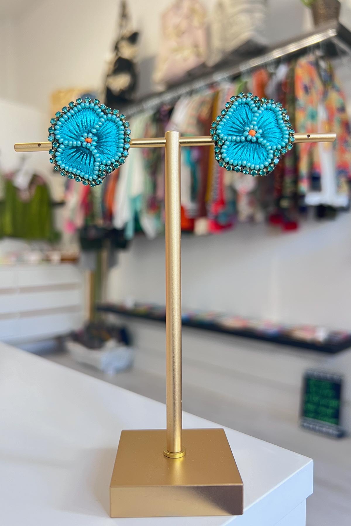 My Doris Turquoise Pansy Stud Earring