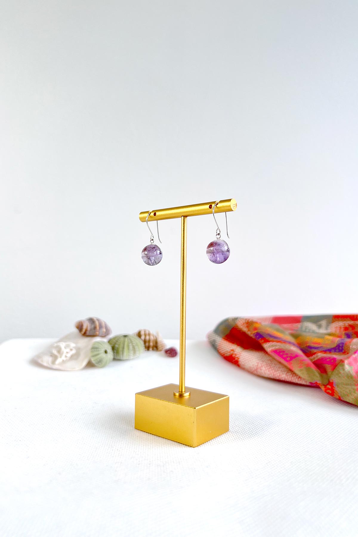 Twigs and Stones Gemstone Pomelo Sterling Silver Hook Earrings