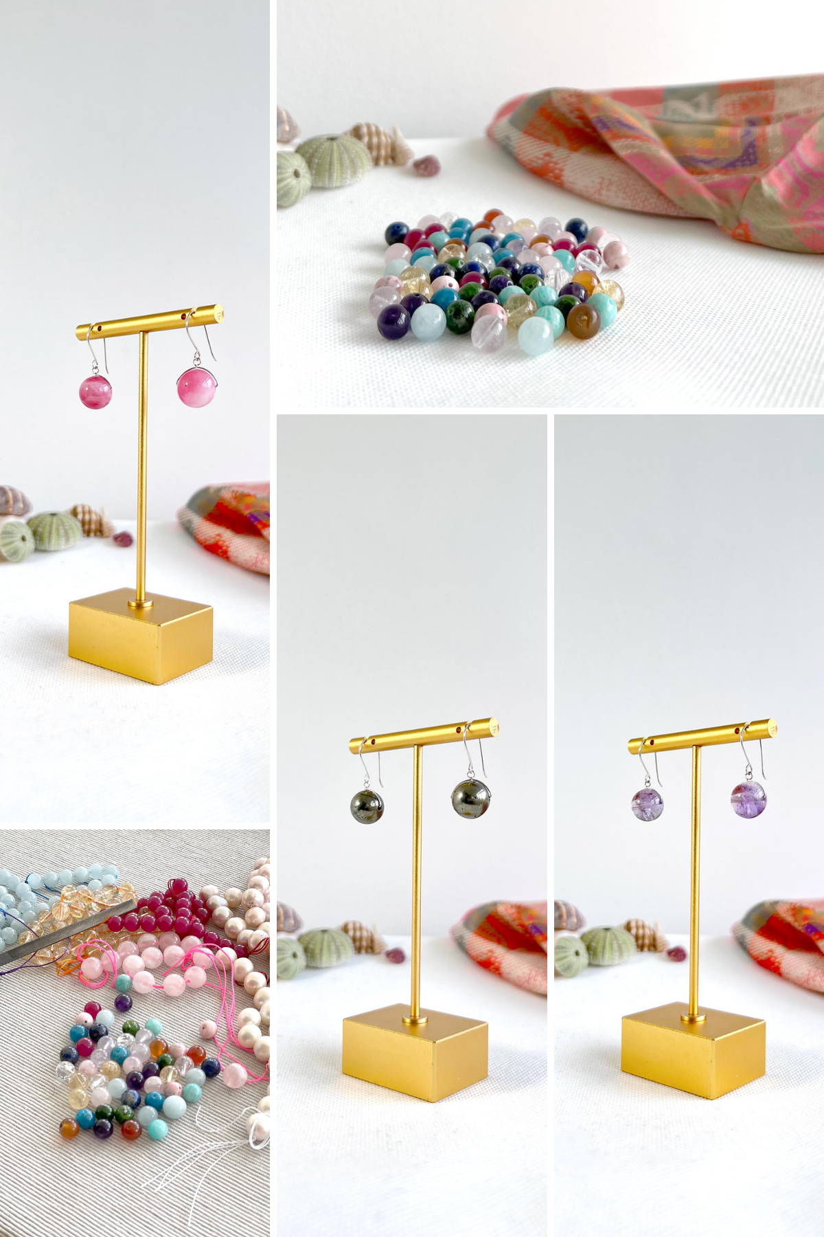 Gemstone Pomelo Hook Earrings