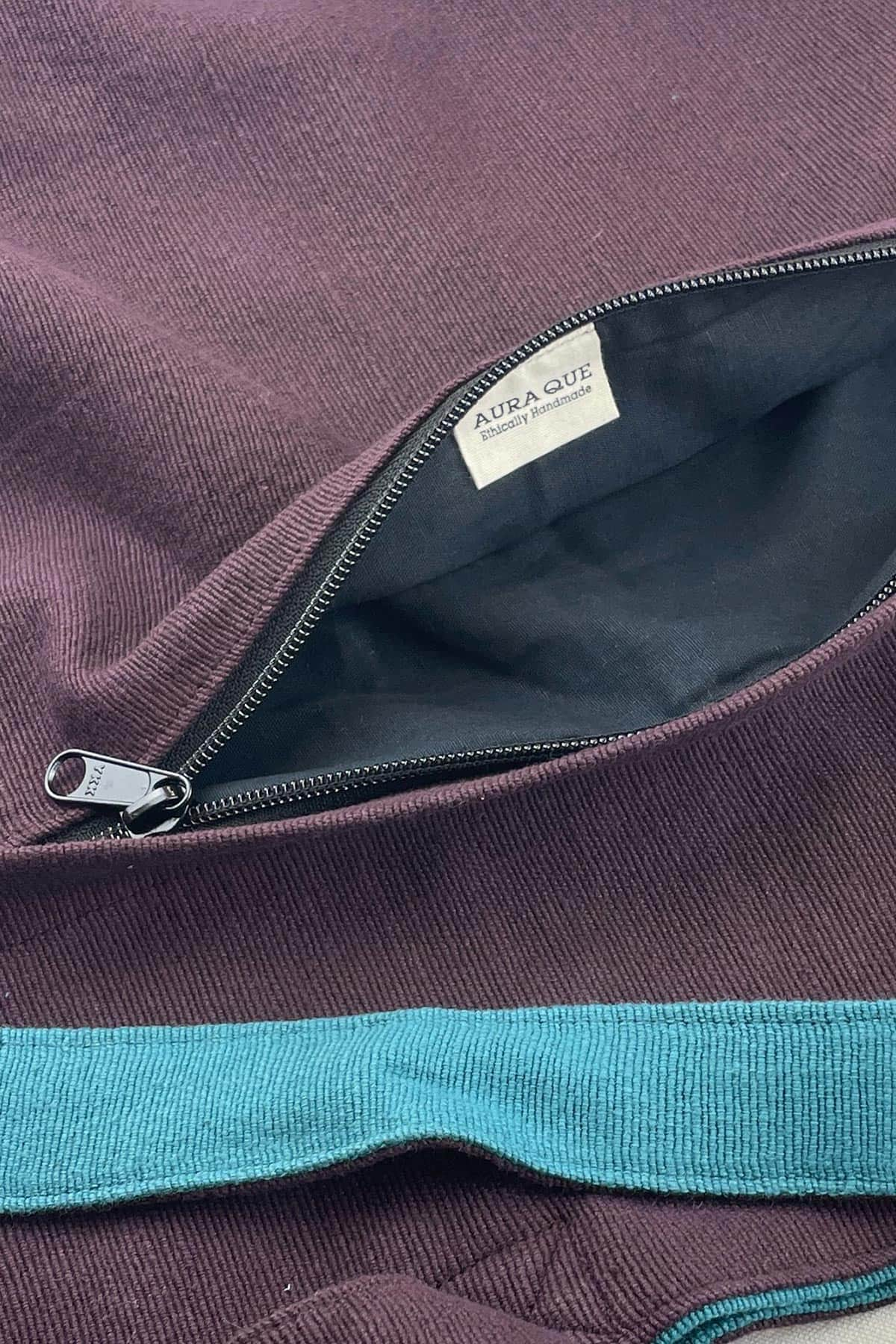 Aura Que Usko Reversible Cotton Tote Bag In Plum & Teal