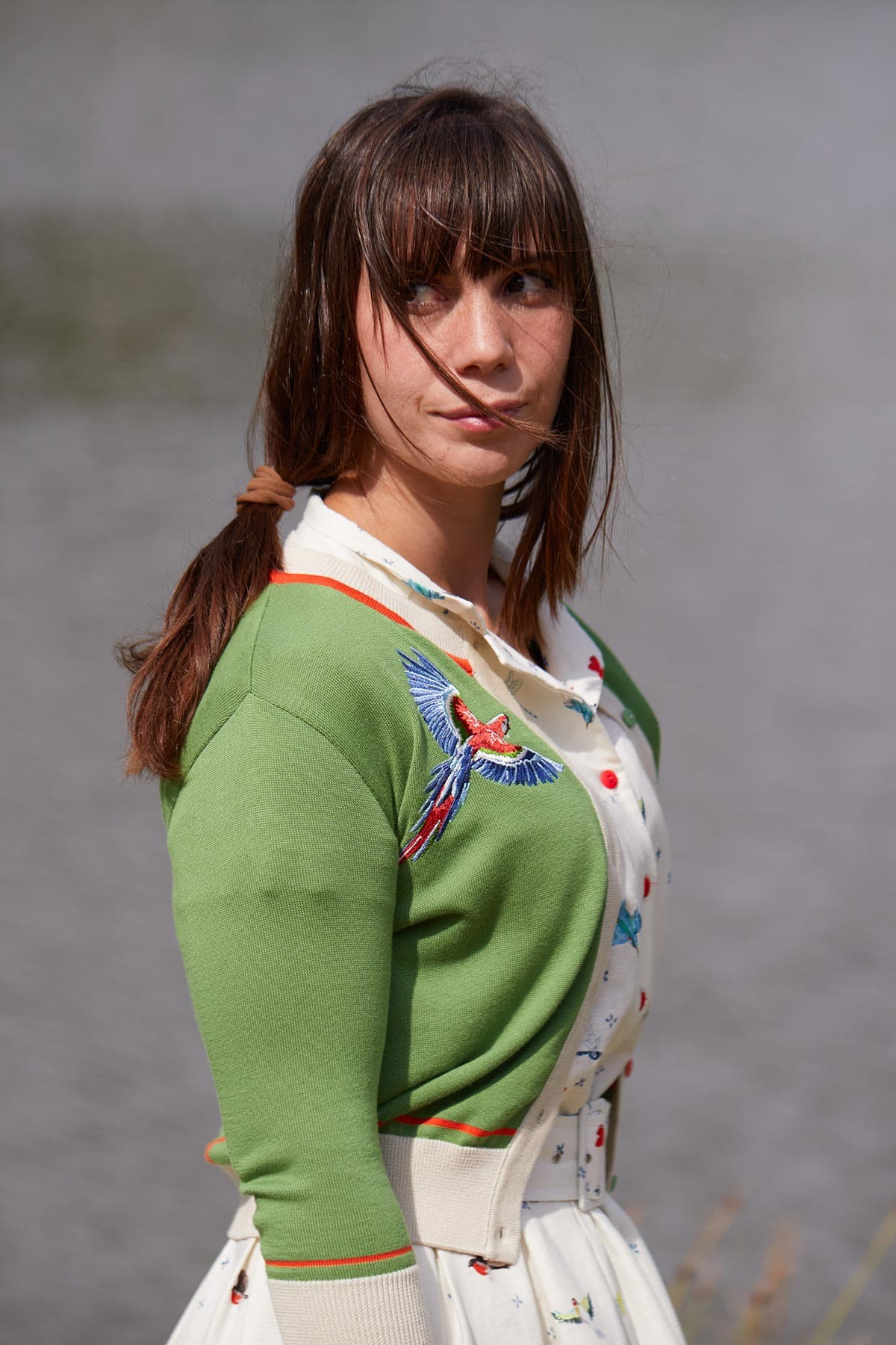 Vera Green Parrots Cardigan