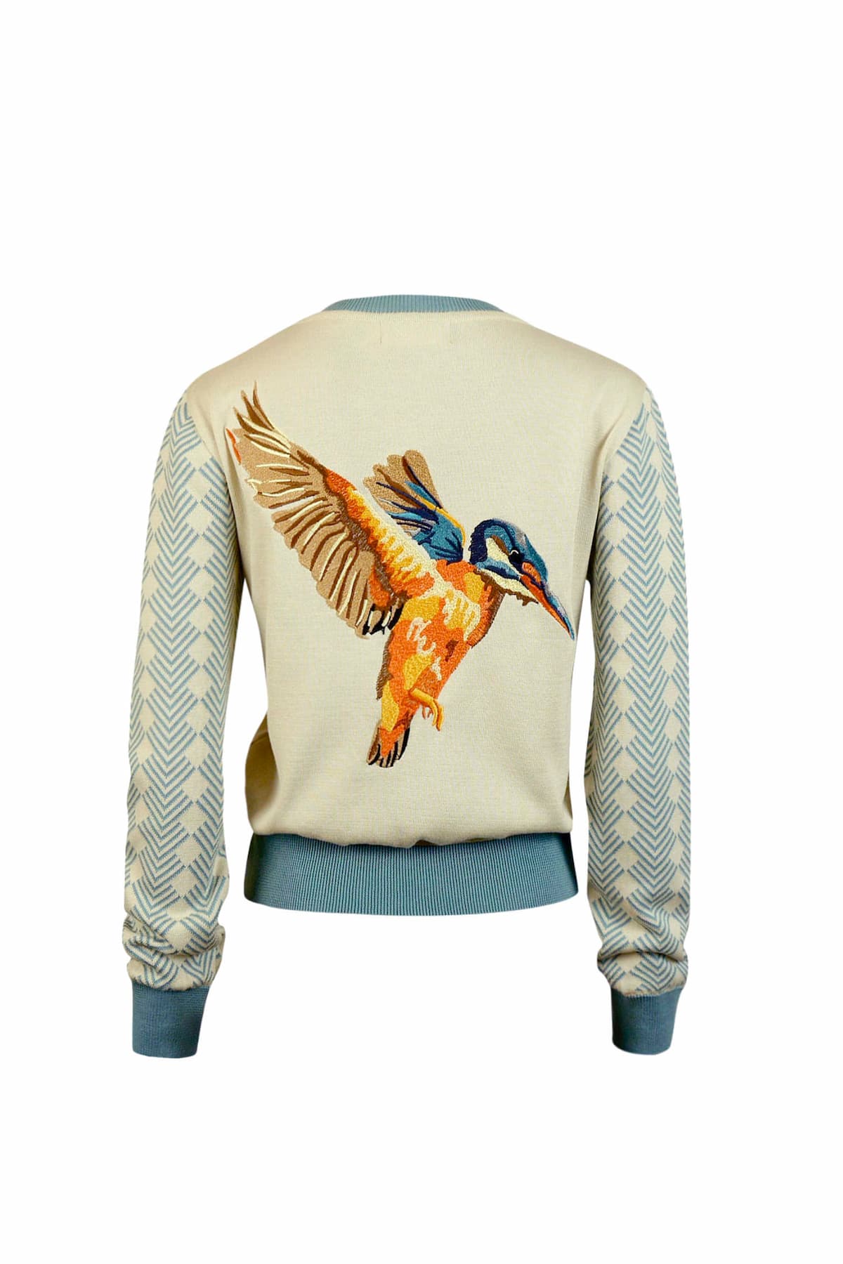 Palava Vera Ivory Embroidered Kingfisher Longsleeve Cardigan