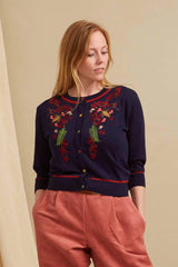 Palava Vera Navy Berries Embroidered Cardigan