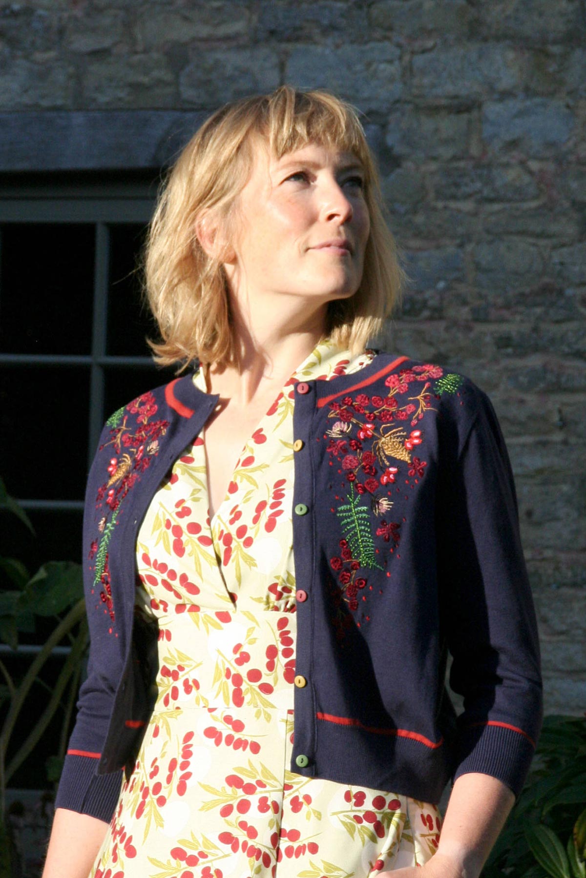 Palava Vera Navy Berries Embroidered Cardigan