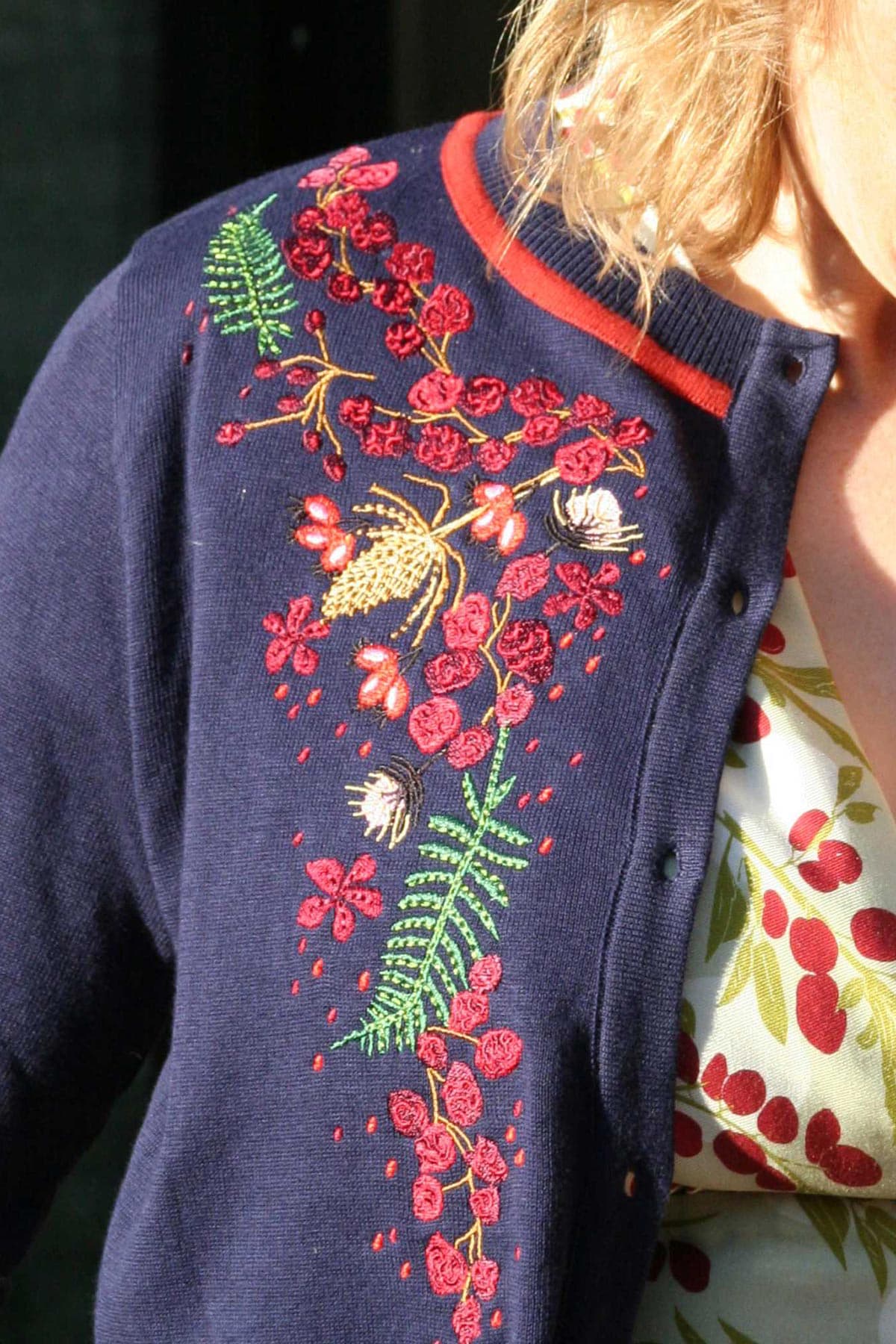 Palava Vera Navy Berries Embroidered Cardigan