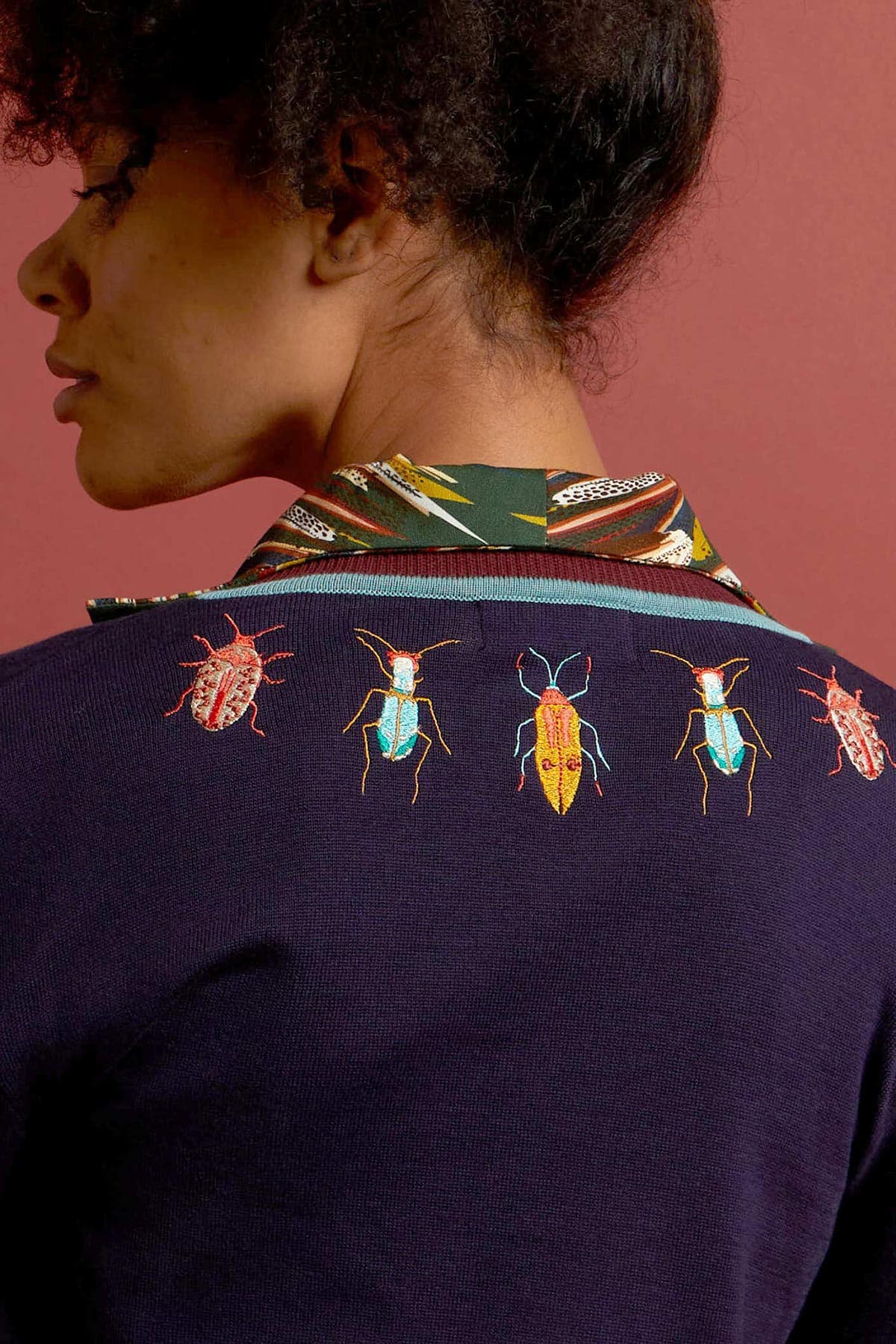 Palava Vera Navy Bugs Embroidered Cardigan