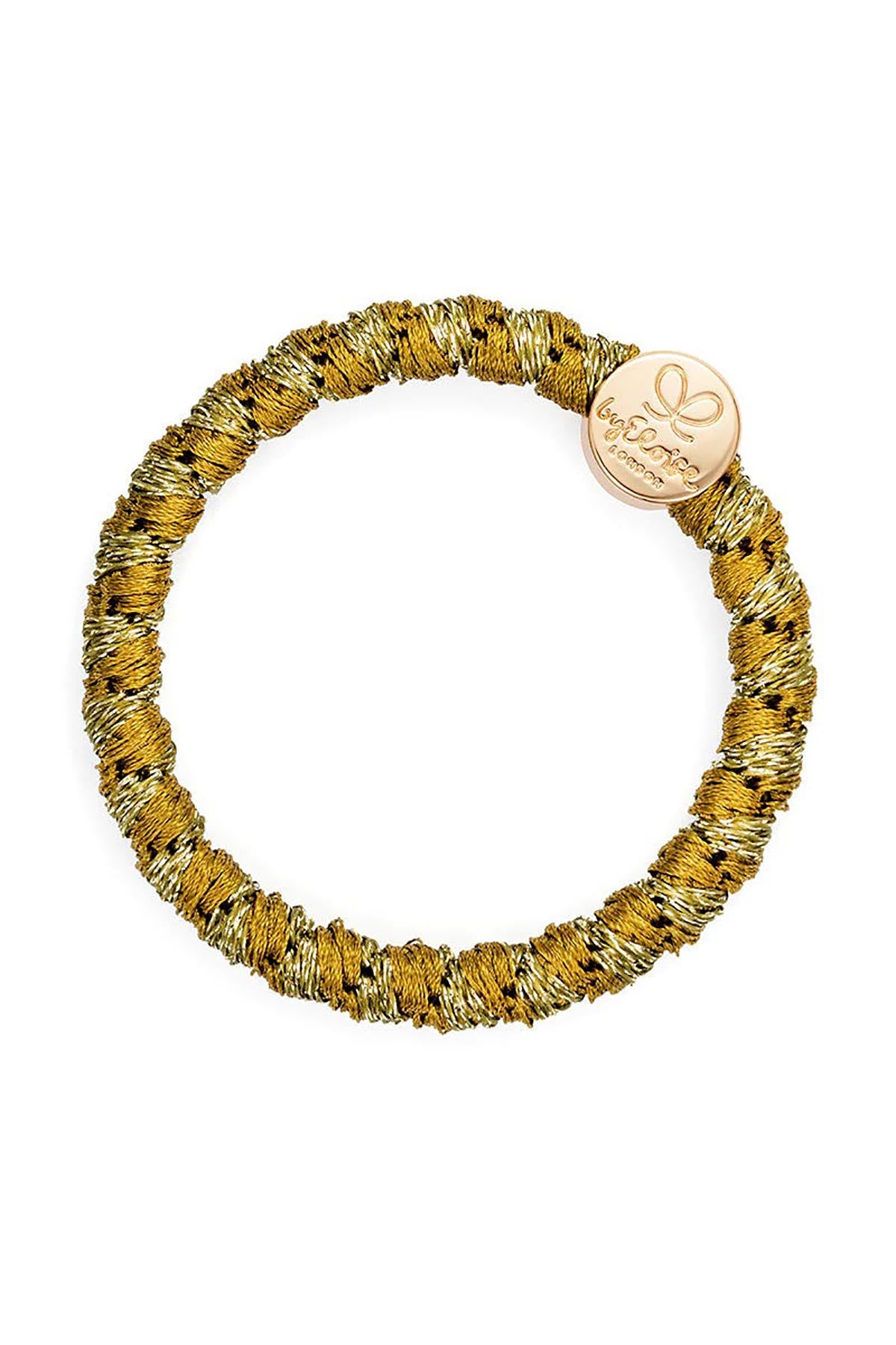 By Eloise Woven Gold Circle Hairband In Olive Green
