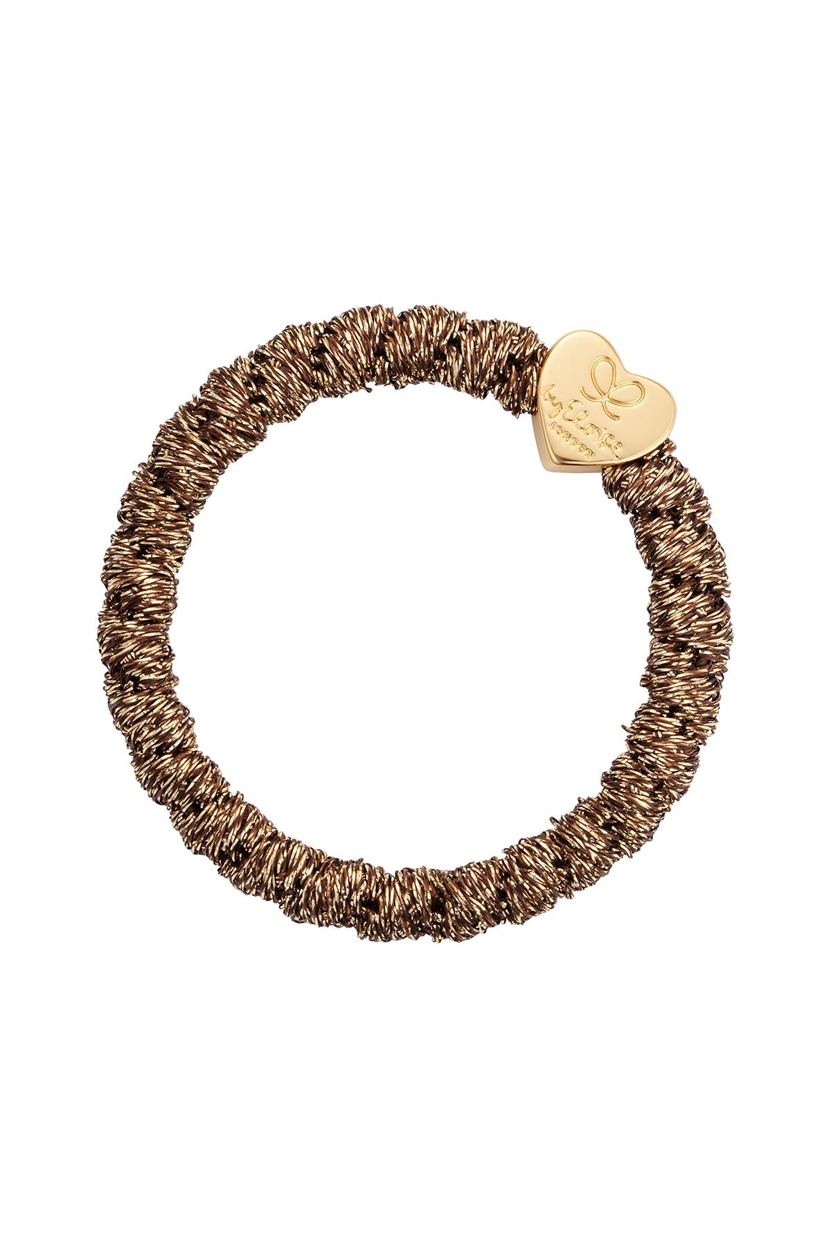 By Eloise Woven Gold Heart Hairband In Bronze
