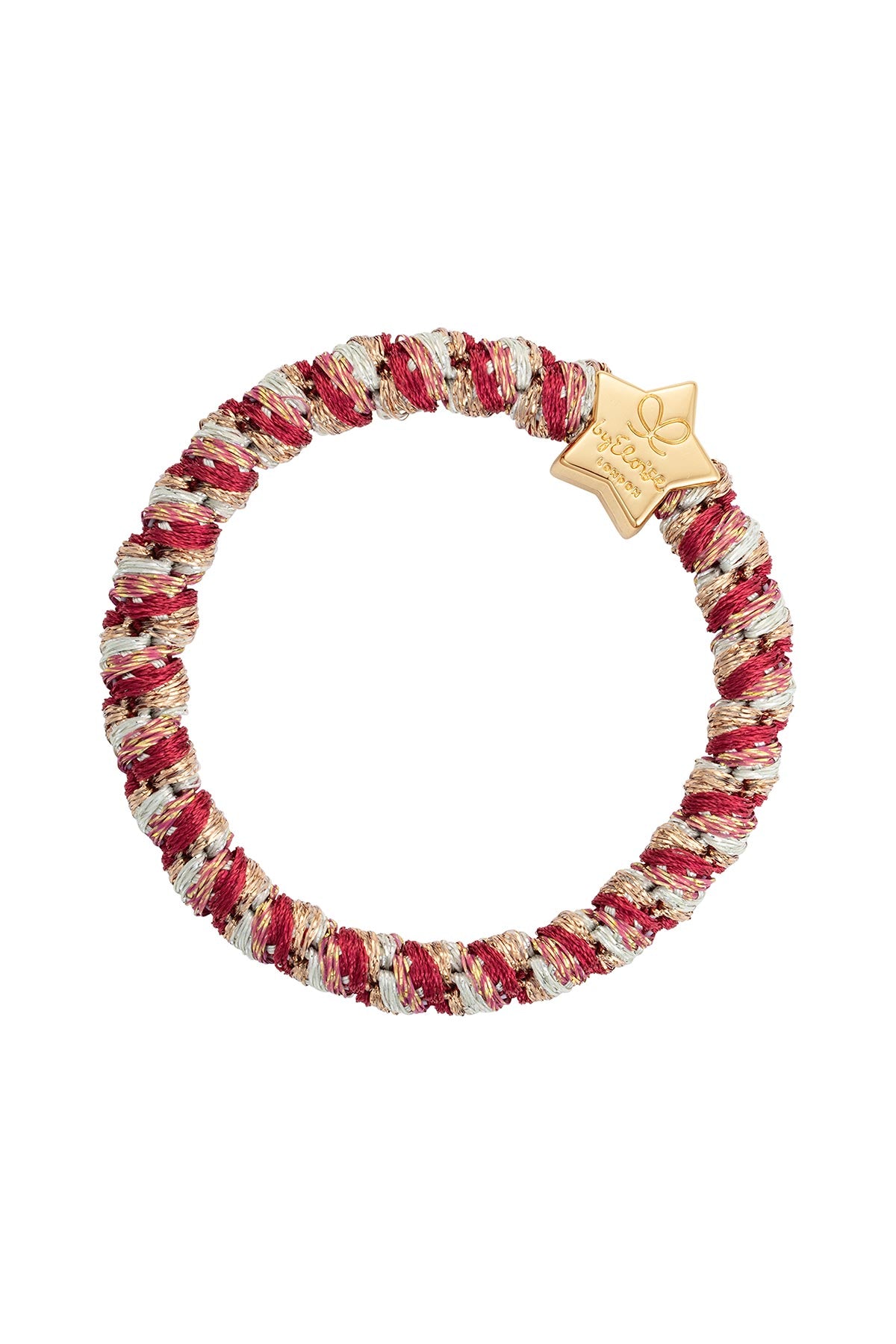 By Eloise Woven Gold Star Hairband In Candy Cane