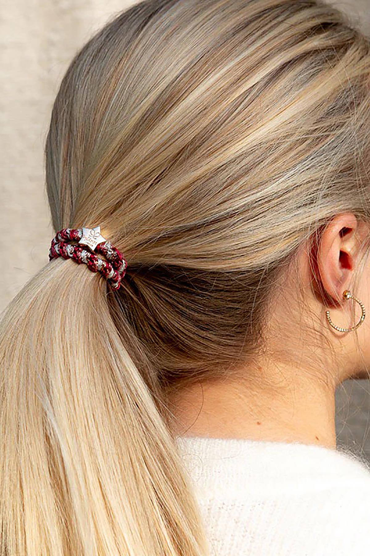 By Eloise Woven Gold Star Hairband In Candy Cane