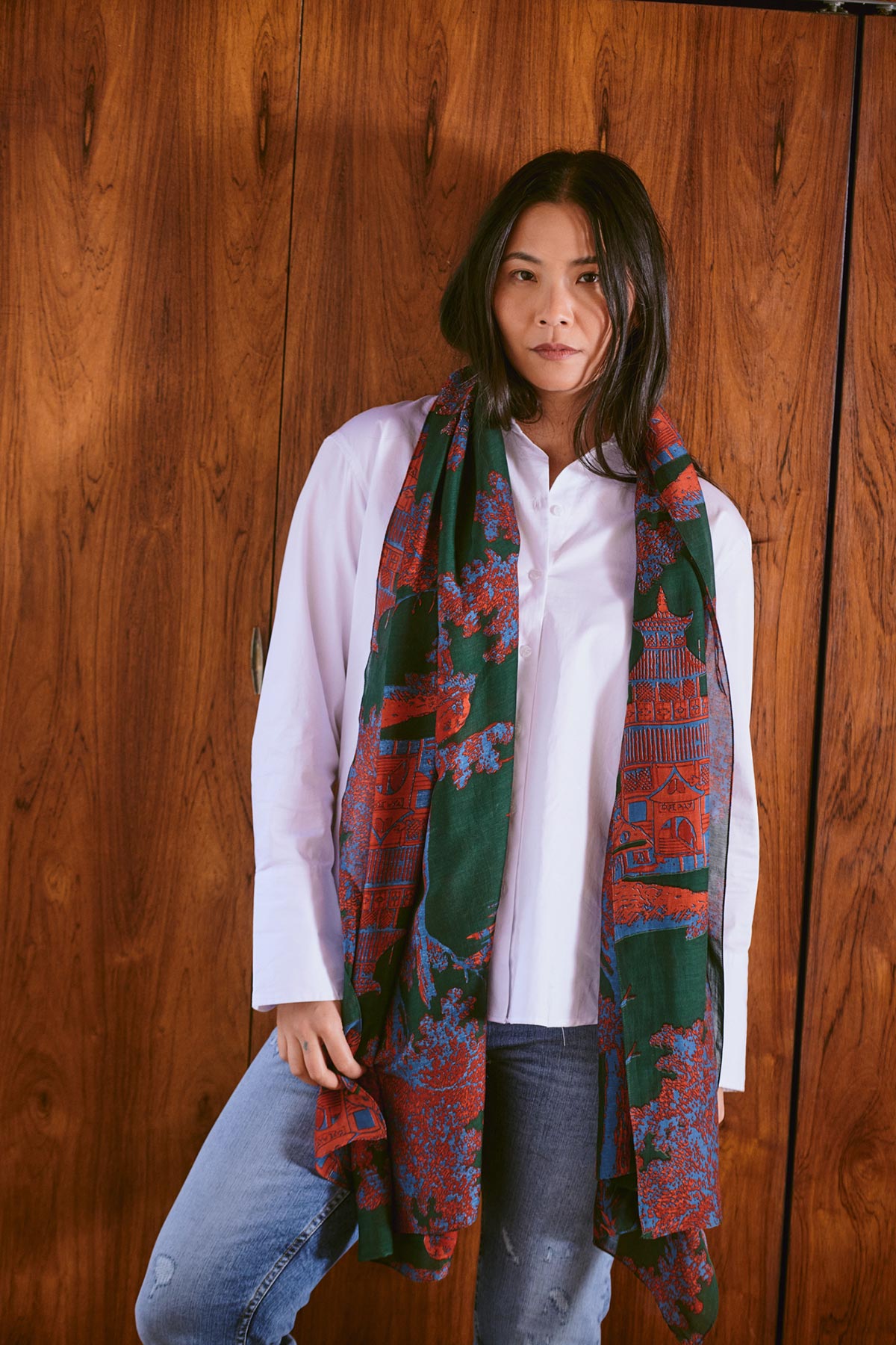 Forest pagoda print scarf by One Hundred Stars – available at Urban Wild