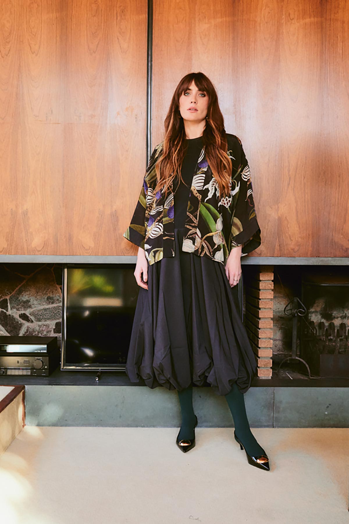 Model wearing orchid black print kimono by One Hundred Stars – available at Urban Wild