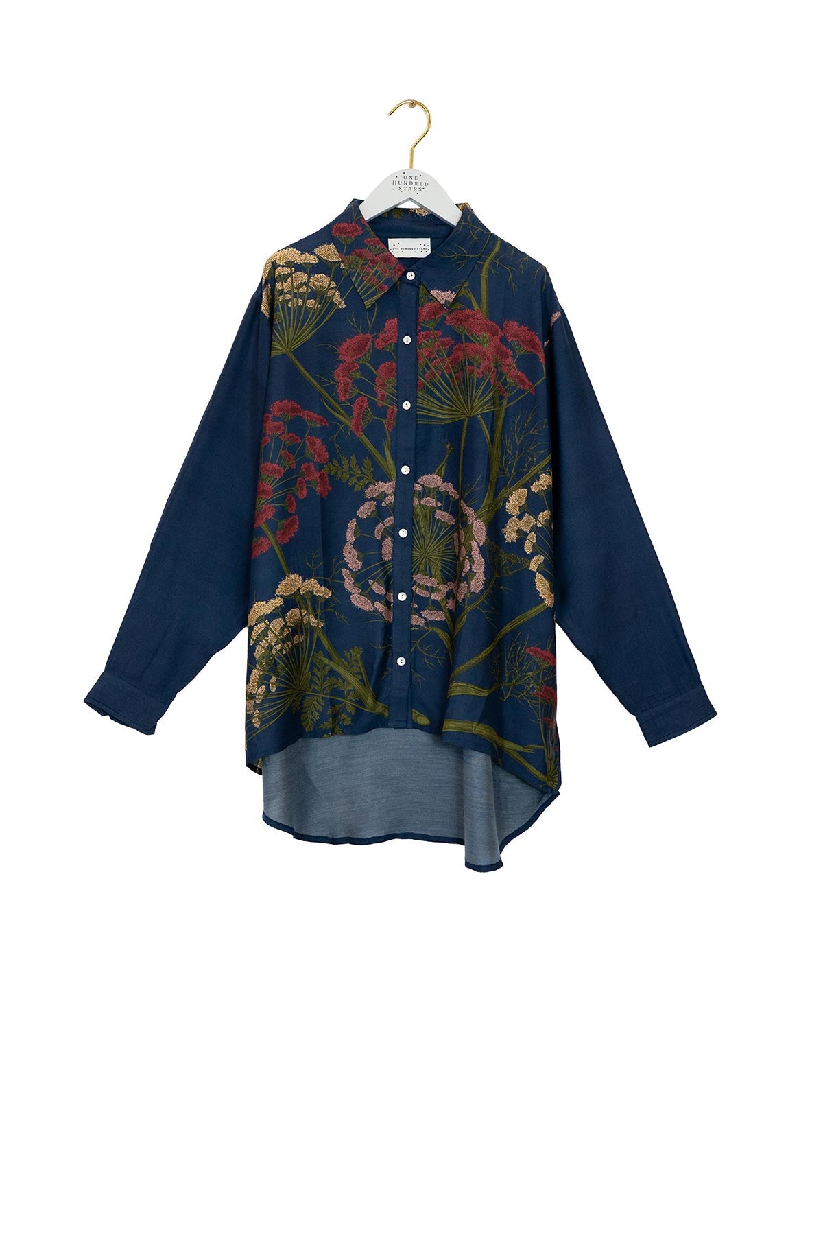 close-up detail of parsley seed print oversized shirt by One Hundred Stars – available at Urban Wild