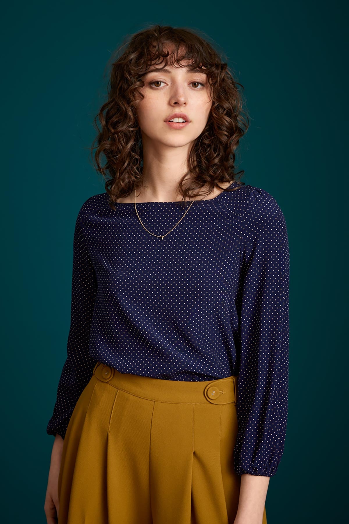 Laura Top Dottie In Ink Blue