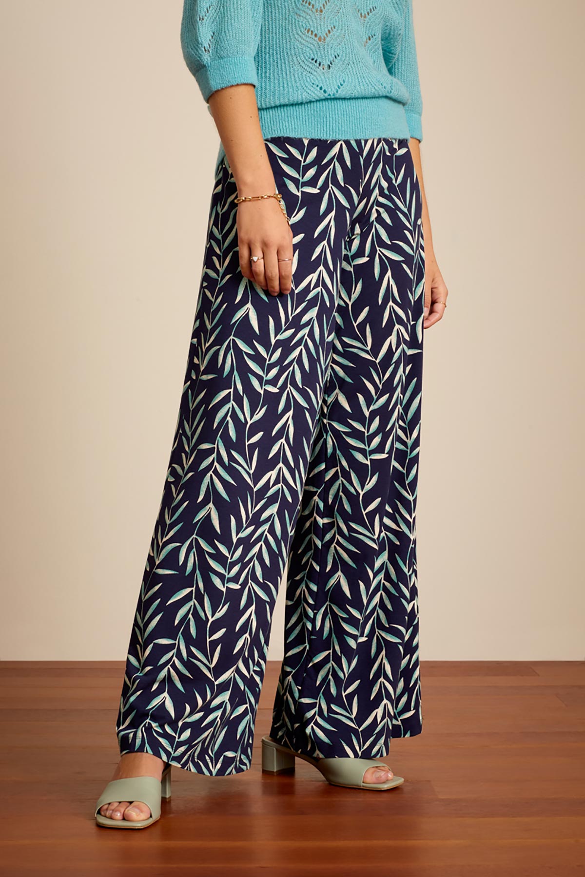 King Louie Flared Legs Palazzo Pants In Blue