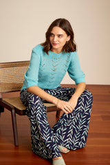 King Louie Flared Legs Palazzo Pants In Blue
