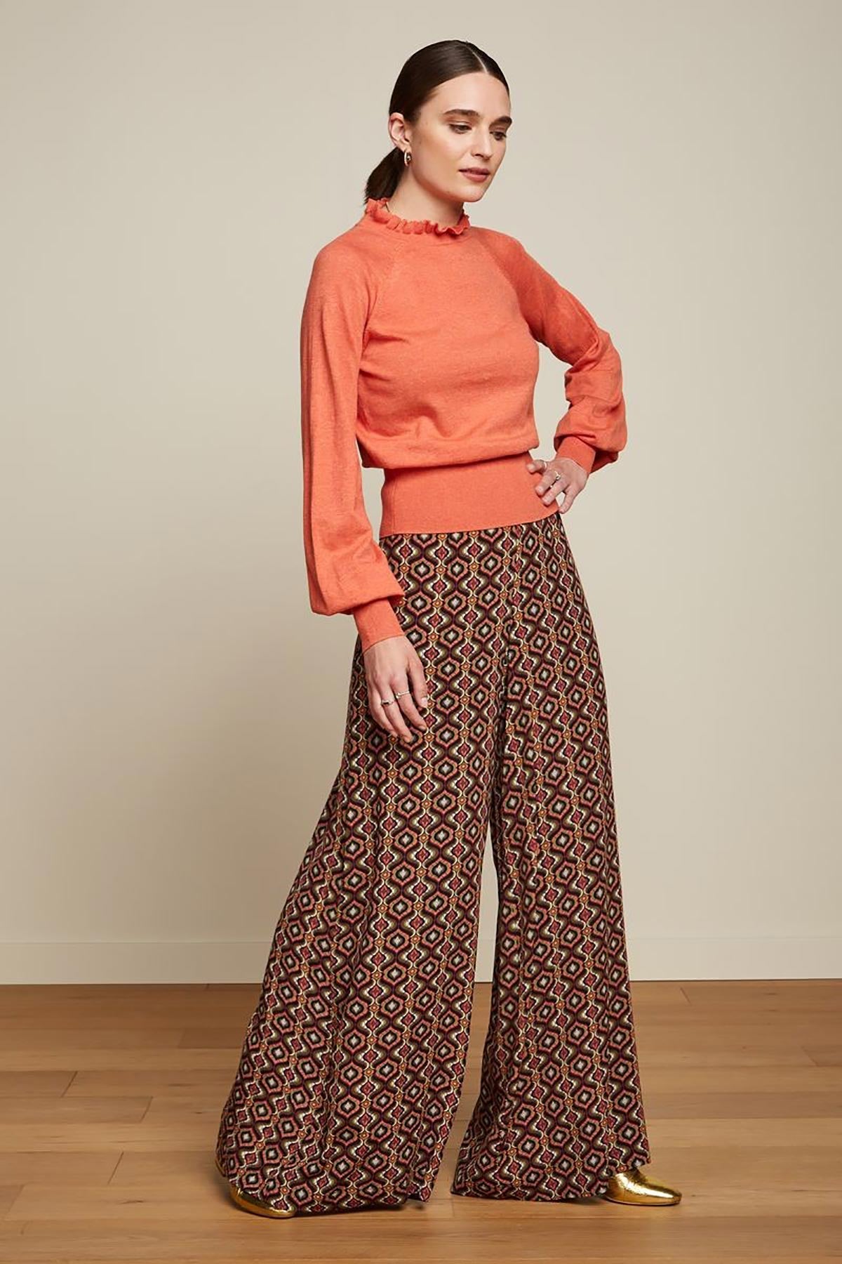 King Louie Palazzo Pants Hotspot In Beaujolais Red