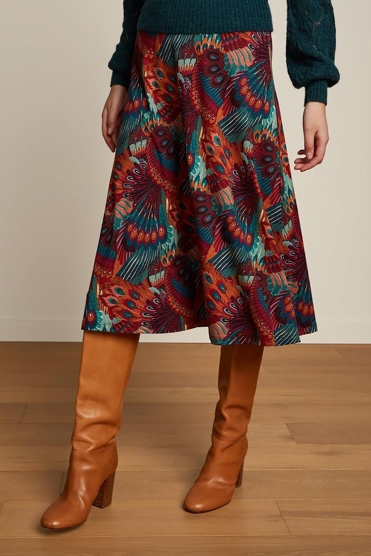 King Louie Juno Midi Skirt Sashay In Truffle Red