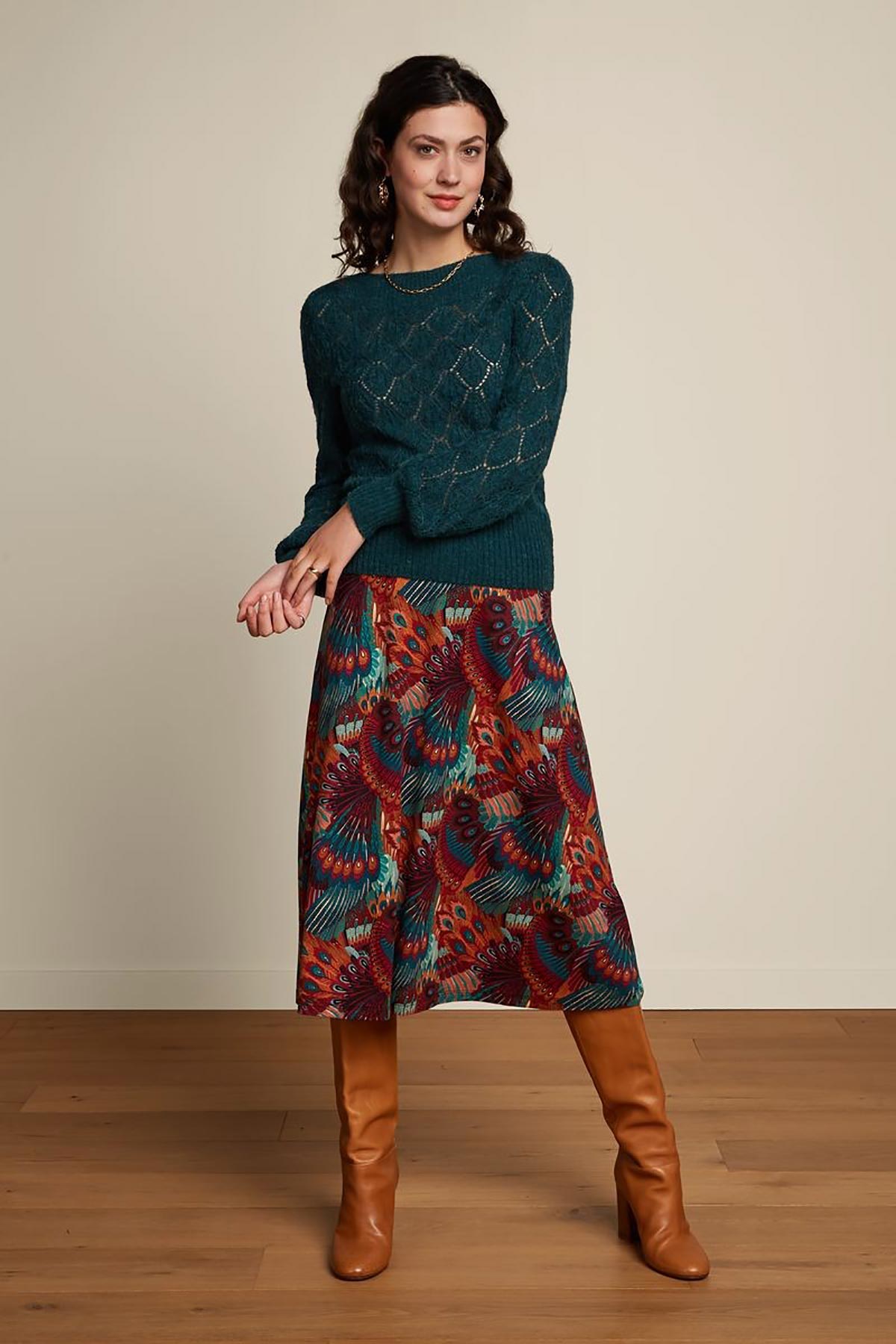 King Louie Juno Midi Skirt Sashay In Truffle Red