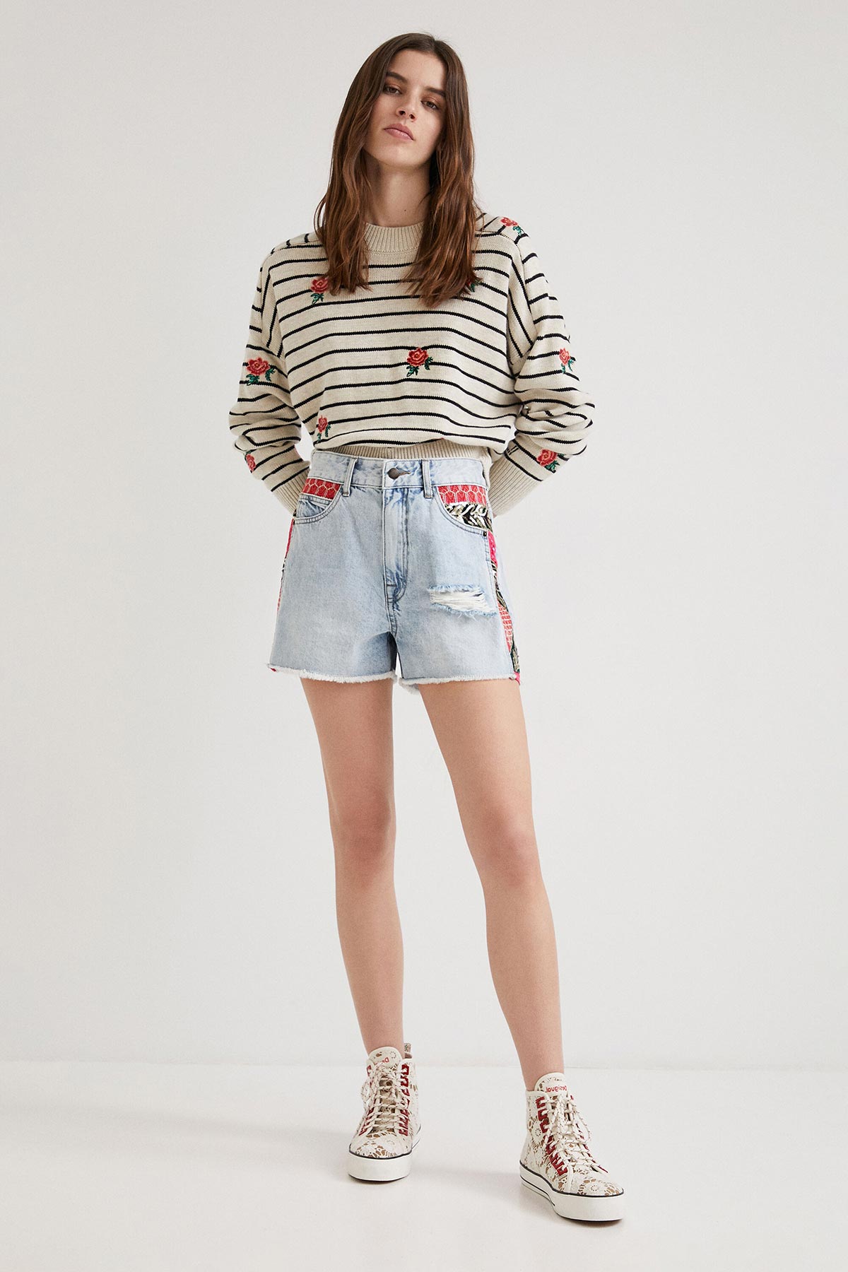 Desigual Patchwork Denim Shorts