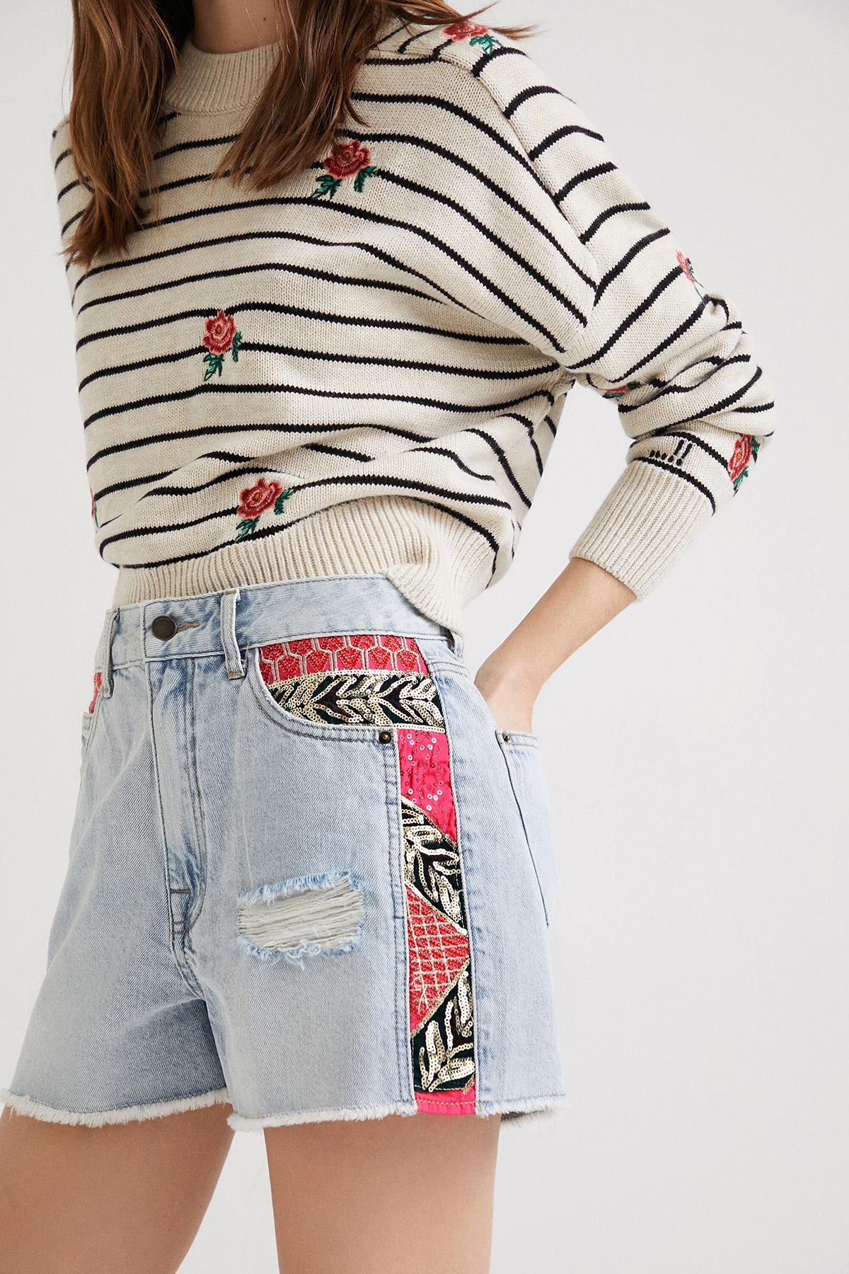 Desigual Patchwork Denim Shorts