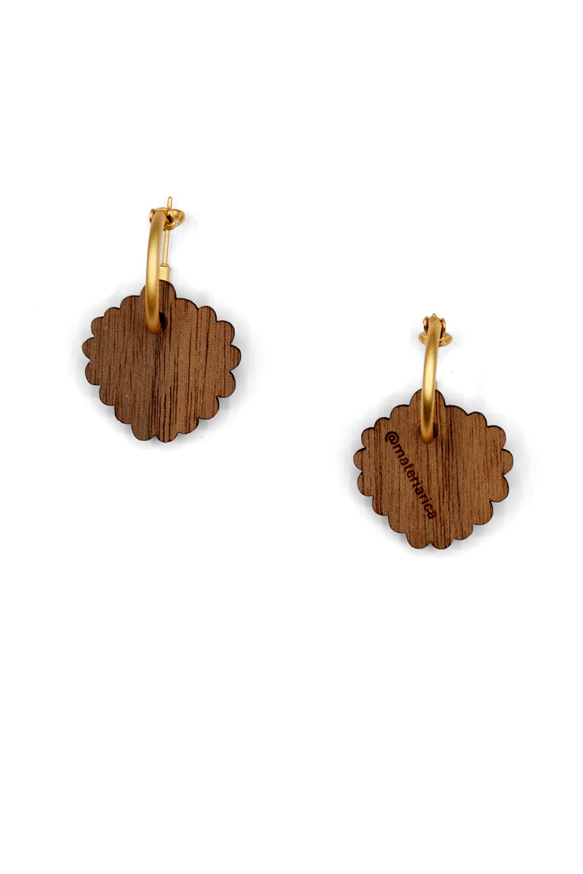 Materia Rica Frida Drop Hoop Wooden Earrings In Blue