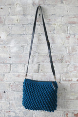 Turquoise Huri Knit Wool Crochet Bobble Cross Body Handbag