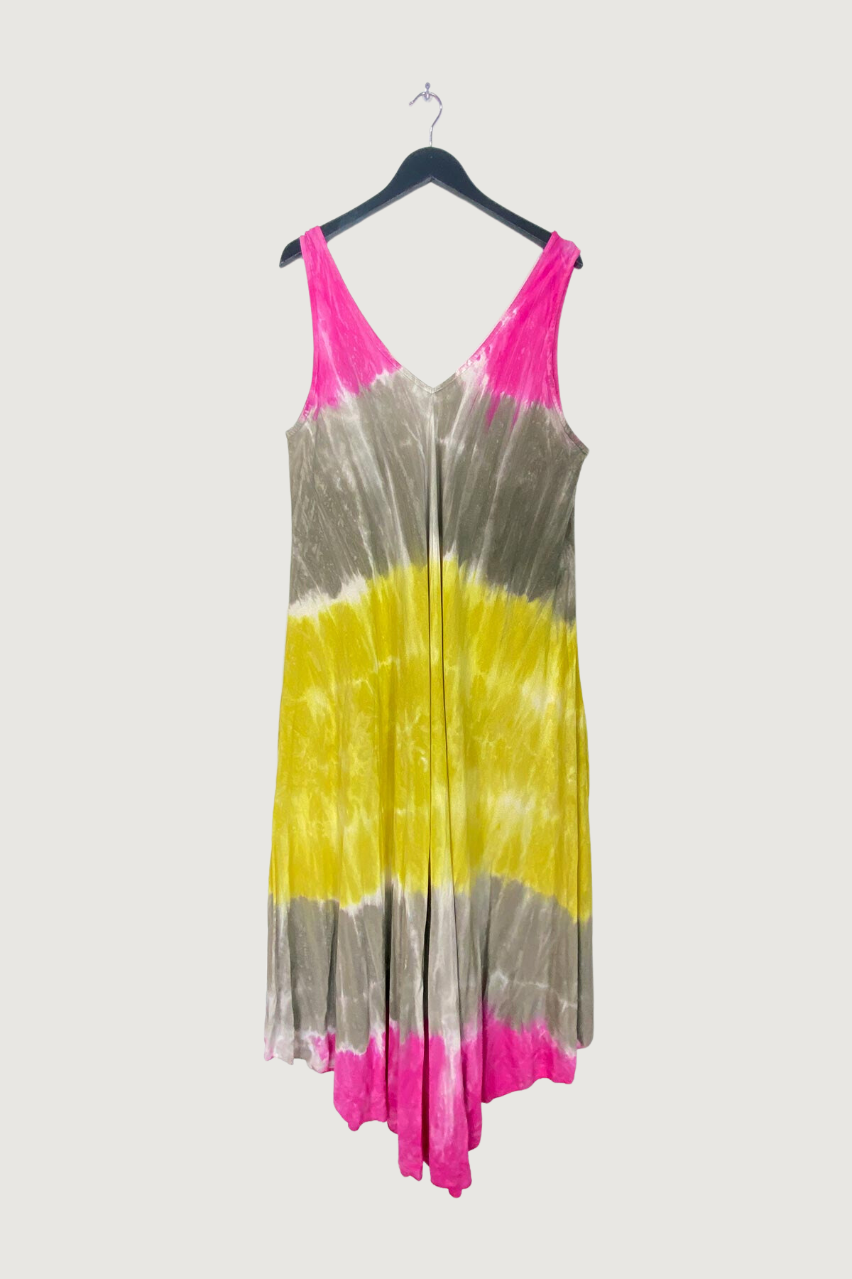 Mia Strada Ombre Tye-Dye Cotton Maxi Dress In Pink Stone Yellow