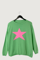 Mia Strada Star Cashmere Jumper In Green