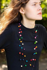 Pretty Pink Eco-Jewellery Acai Berry Seeds Triple Necklace - Multicoloured