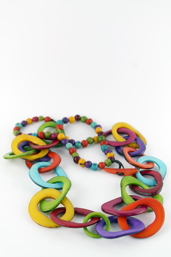 Natural Jewellery Chunky  Statement Necklace Vegetable Ivory Multi Colour