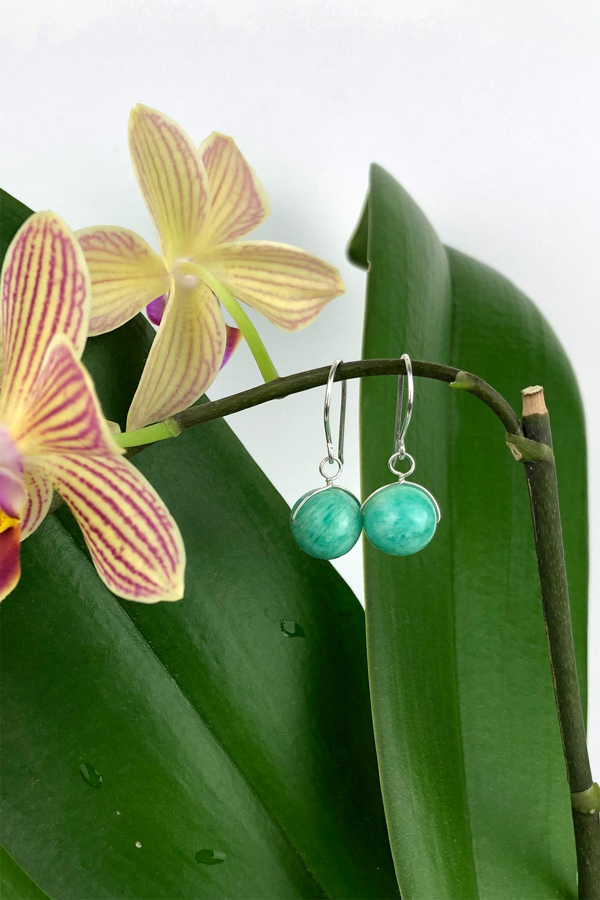 Amazonite Natural Gemstone Handmade Drop Hook Sterling Silver Earrings