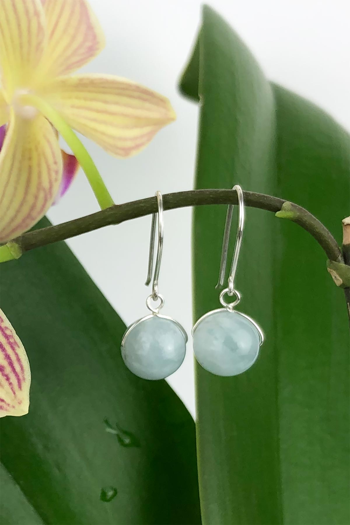 Aquamarine Natural Gemstone Handmade Drop Sterling Silver Earrings