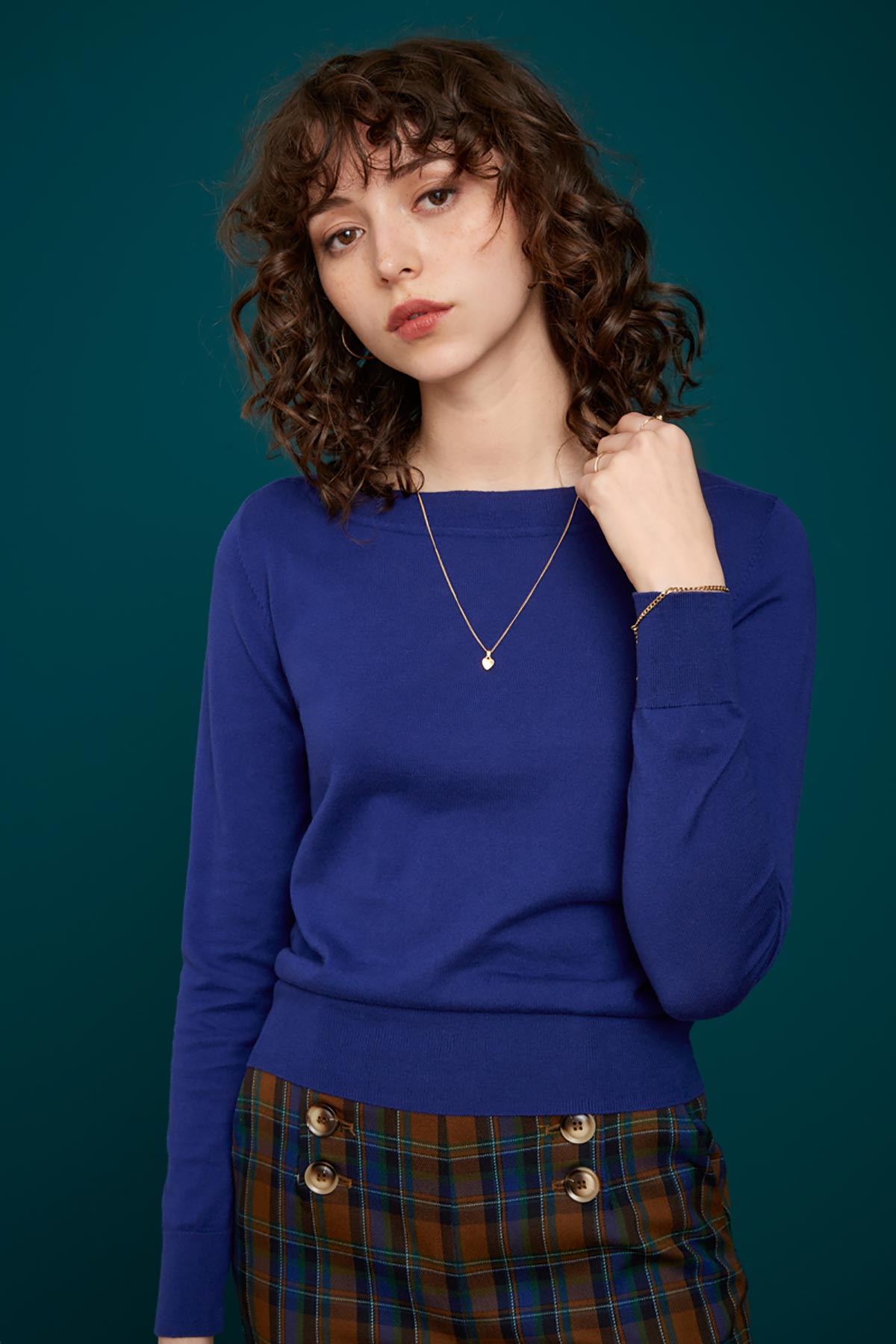 Audrey Long Sleeve Organic Cottonclub Blue Top | Occasion Party Tops