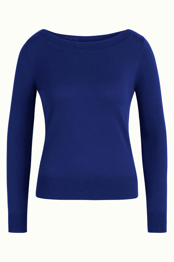 Audrey Long Sleeve Organic Cottonclub Blue Top | Occasion Party Tops