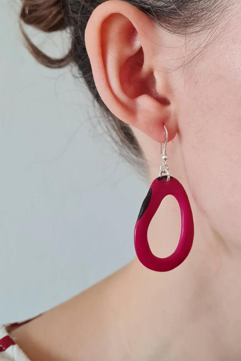 Pretty Pink Eco-Jewellery Berries Loop Tagua Nut Earring