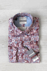 Dario Beltran Berry Florals Long Sleeve Cotton Shirt
