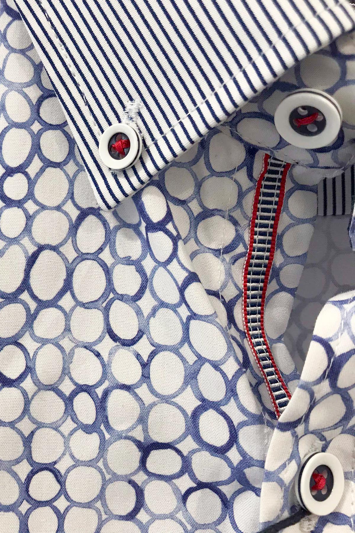 Blue Bubbles Short Sleeve Cotton Shirt, Dario Beltran