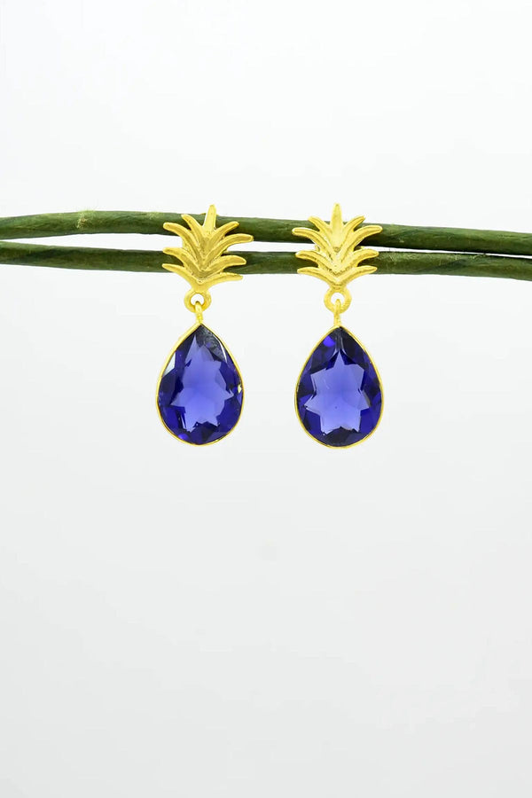 Schmuckoo Blue Iolite Pineapple Stud Earrings