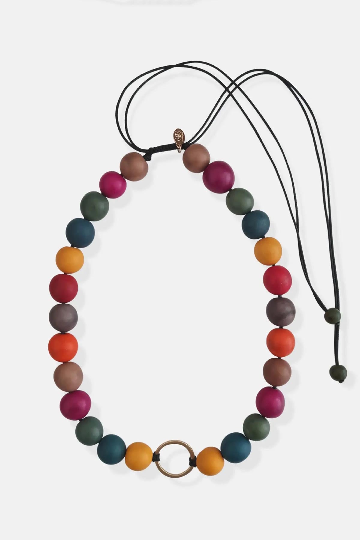 Pretty Pink Eco-Jewellery Bola Argola Brass Tagua Necklace In Multi