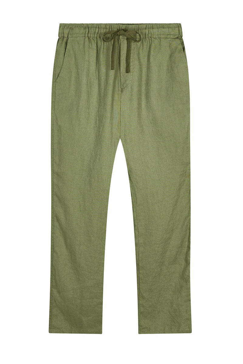 Komodo August Organic Linen Trousers In Khaki